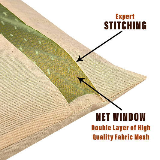 Cotton Saree Bags/Covers For Storage Big Size Single (16 X 14 Inch) With Zip Closure For Clothes Bags And Wardrobe Organizer With Transparent Mesh Pack of 6